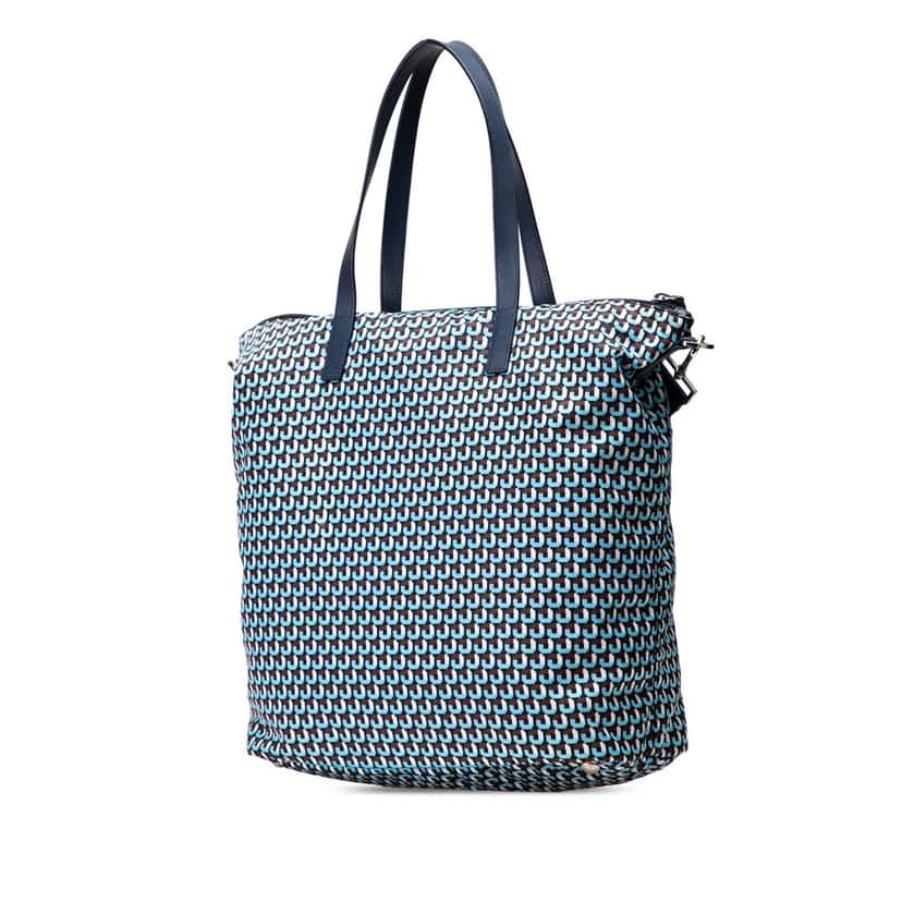 Prada Tessuto Stampato Satchel Blue Good condition - Back View