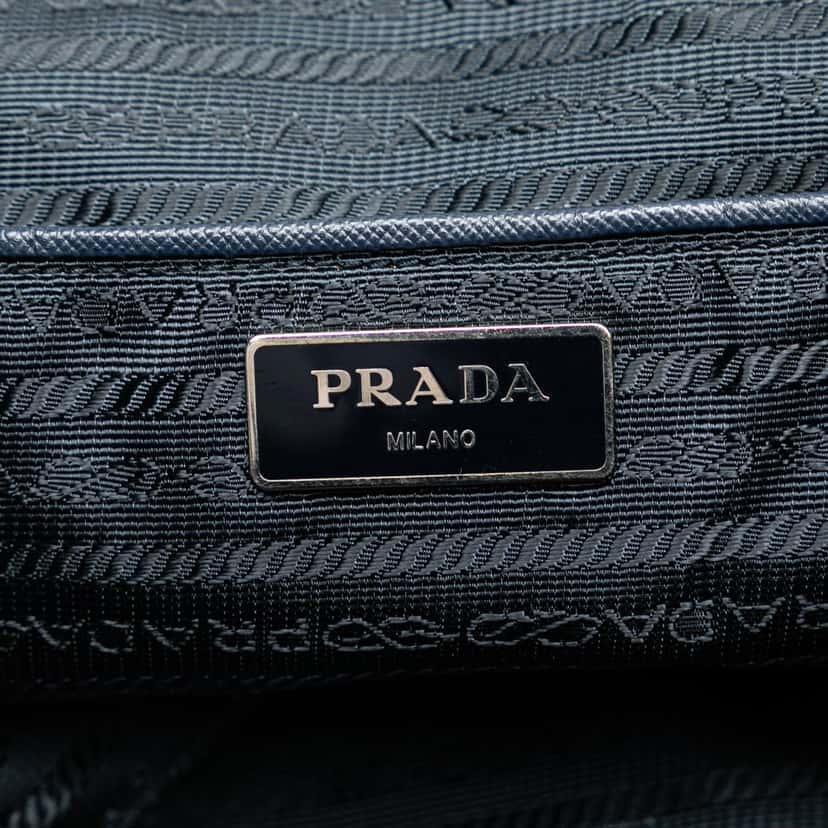 Prada Tessuto Stampato Satchel Blue Good condition - Box View