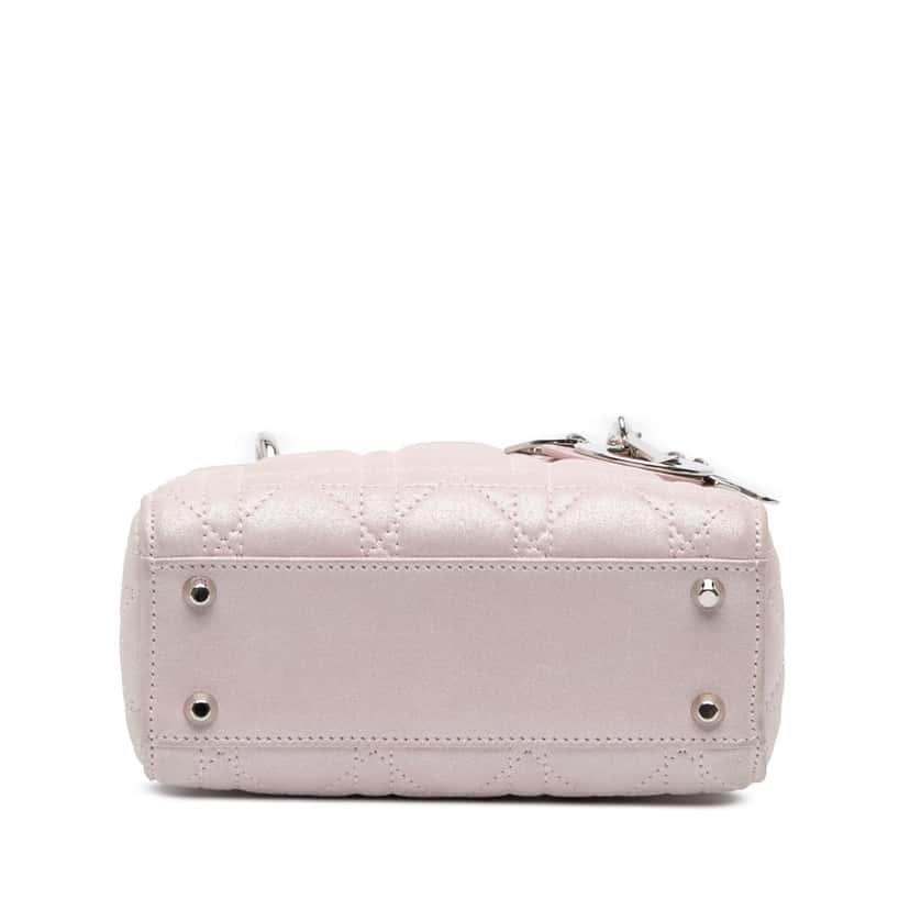 Dior Mini Satin Cannage Lady Dior Pink Leather Good condition - Inside View