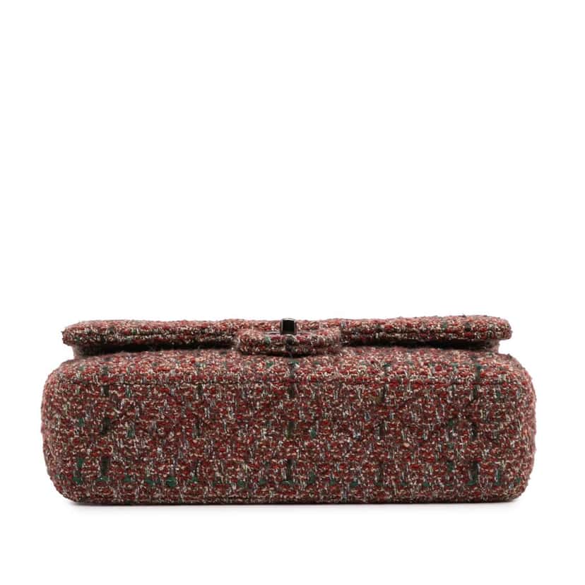 Chanel Medium Classic Tweed Double Flap Red Tweed Good condition - Inside View