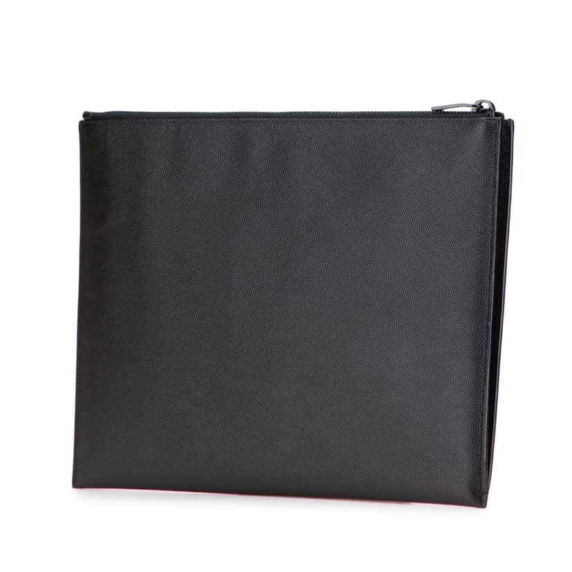 Saint Laurent Grain De Poudre Monogram Monochrome iPad Case Black Leather Good condition - Back View