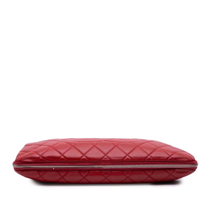 Chanel Quilted Caviar Expandable Zip Tote Red Leather Good condition - Inside View