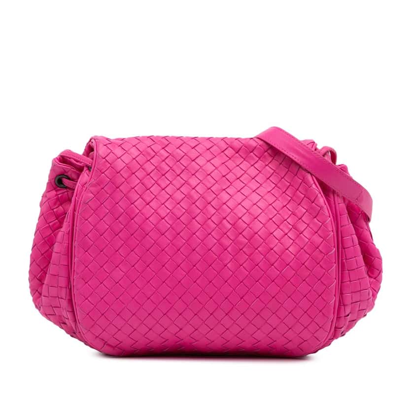 Bottega Veneta Nappa Intrecciato Flap Crossbody Pink Leather Good condition - Front View