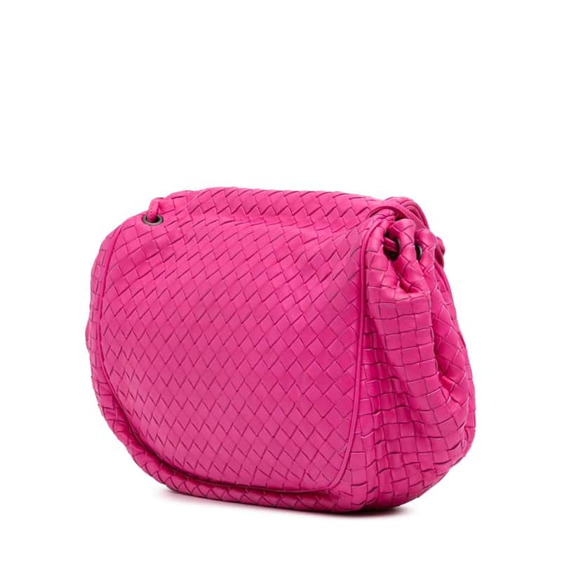 Bottega Veneta Nappa Intrecciato Flap Crossbody Pink Leather Good condition - Back View