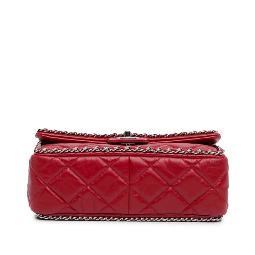 Chanel Running Chain Flap Bag Red Leather Good condition - Model View
