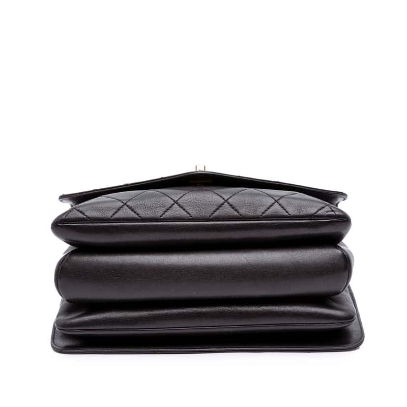 Chanel Quilted Calfskin Gold Top Handle Flap Black Leather Good condition - Inside View