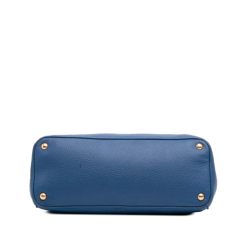 Prada Vitello Daino Double Zip Convertible Tote Blue Leather Good condition - Inside View