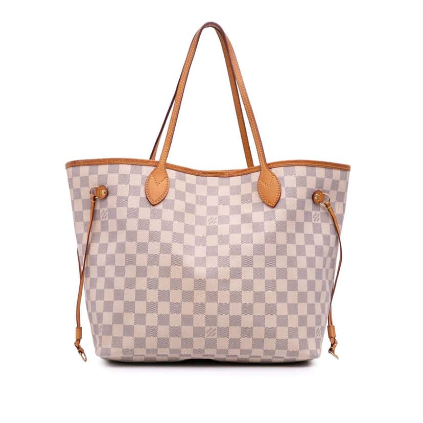 Louis Vuitton Damier Azur Neverfull MM White Canvas Good condition - Front View