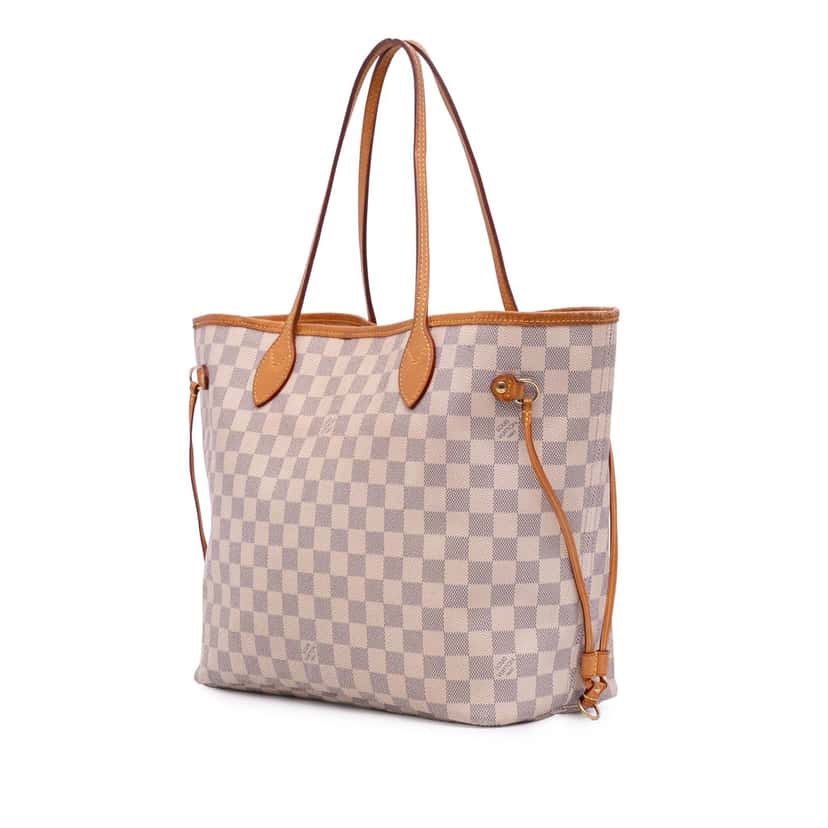 Louis Vuitton Damier Azur Neverfull MM White Canvas Good condition - Back View