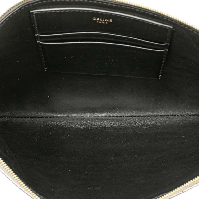 Celine Quilted Metallic Calfskin C Charm Pouch Silver Leather Very good condition - Model View