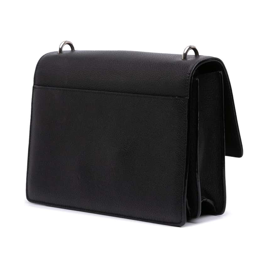 Saint Laurent Medium Grained Calfskin Monogram Sunset Crossbody Black Leather Good condition - Back View
