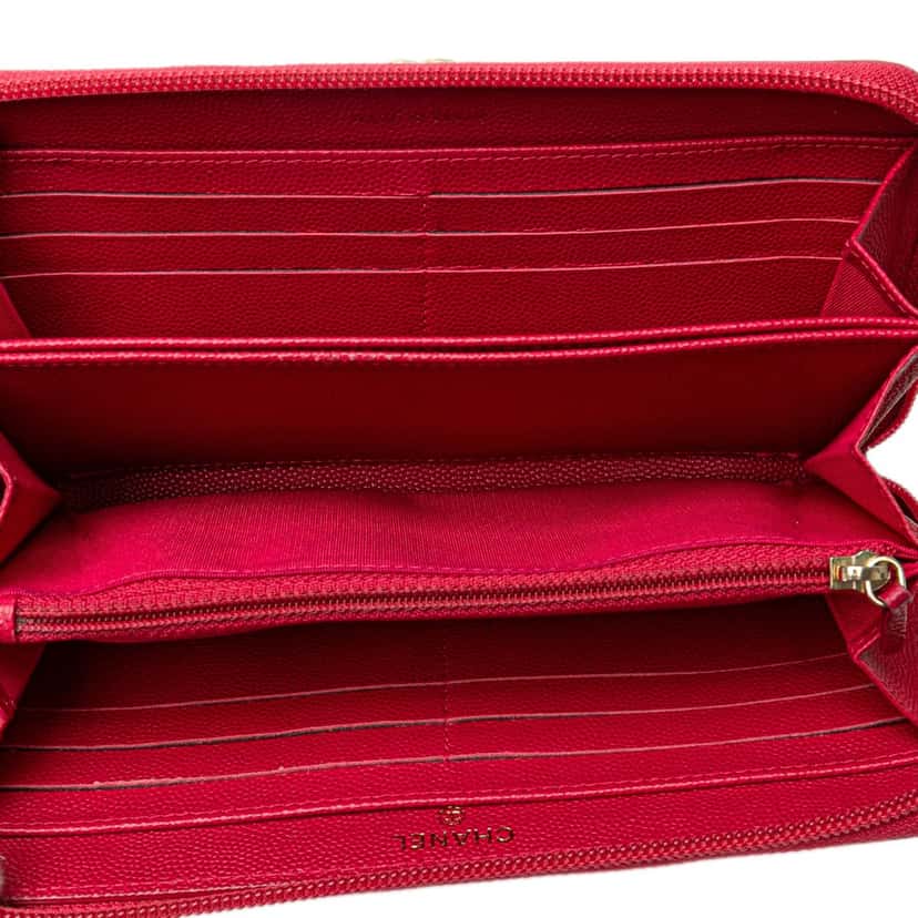 Chanel Quilted Caviar Boy Zip Around Wallet Pink Leather Good condition - Box View