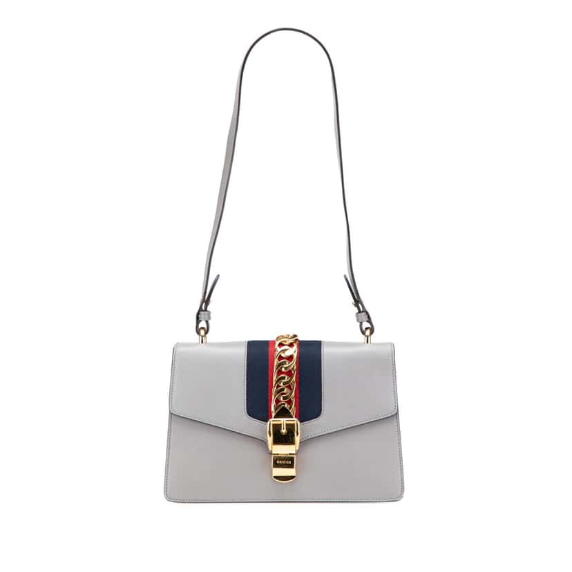 Gucci Small Leather Sylvie Satchel Grey Leather Good condition - Front View