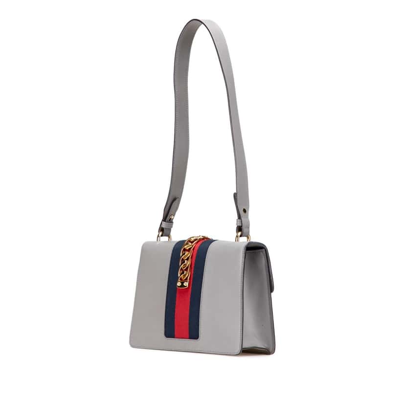 Gucci Small Leather Sylvie Satchel Grey Leather Good condition - Back View