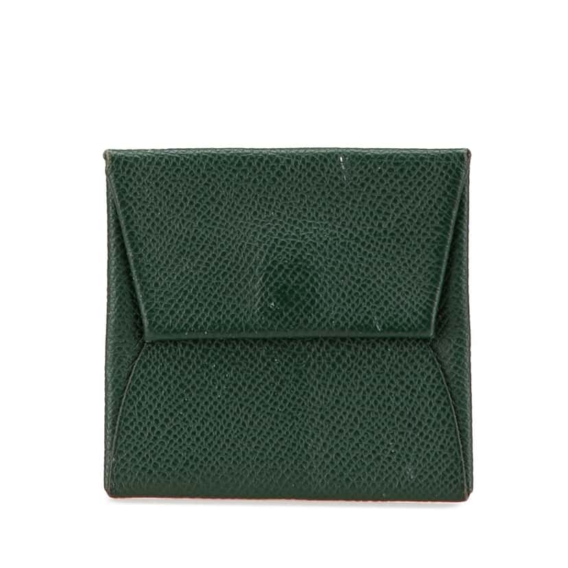 Hermès Epsom Bastia Coin Pouch Green Leather Good condition - Front View