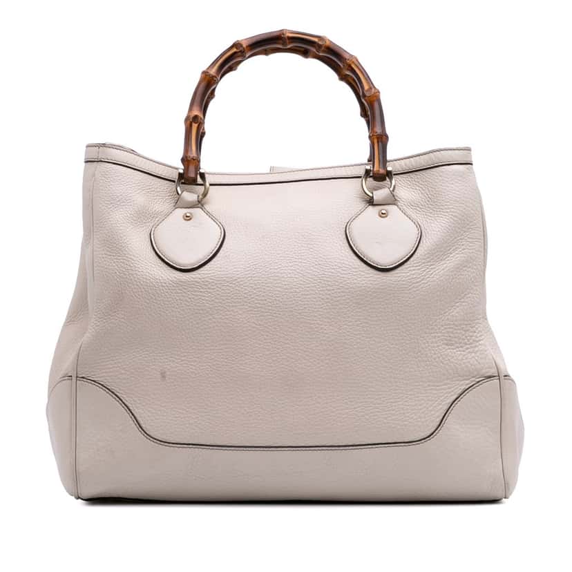 Gucci Medium Leather Bamboo Diana Tote White Leather Good condition - Front View
