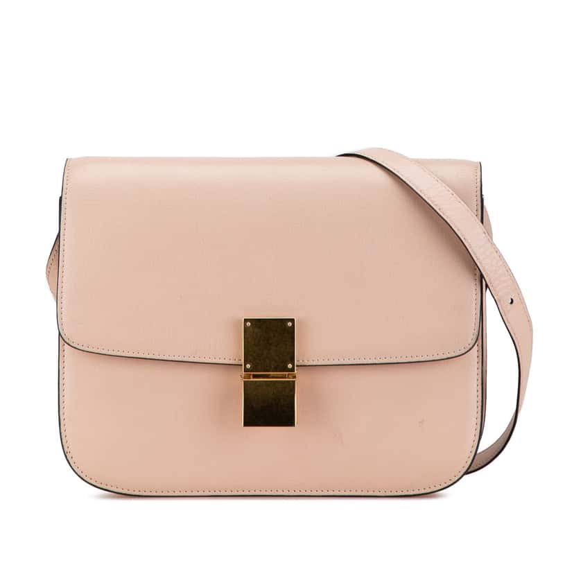 Celine Medium Calfskin Classic Box Pink Leather Good condition - Front View