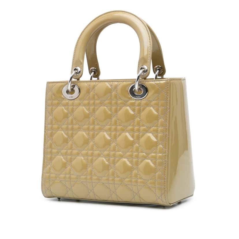 Dior Medium Patent Cannage Lady Dior Brown Leather Good condition - Back View