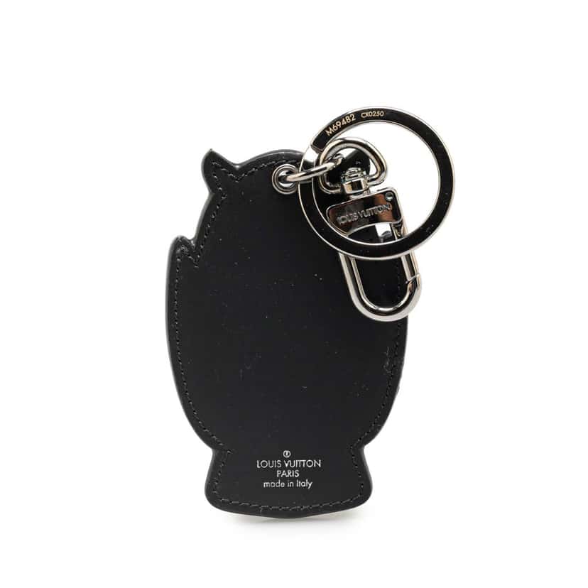 Louis Vuitton Monogram Eclipse Owl Key Holder and Bag Charm Black Canvas Good condition - Back View