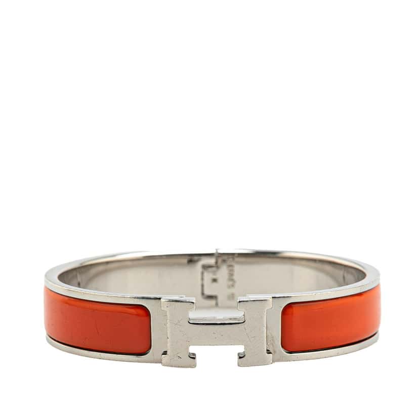 Hermès Narrow Enamel Clic H Bracelet PM Orange Good condition - Front View