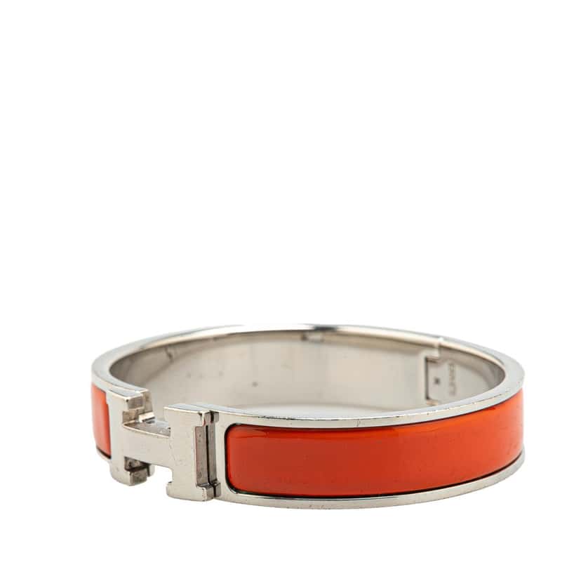 Hermès Narrow Enamel Clic H Bracelet PM Orange Good condition - Back View