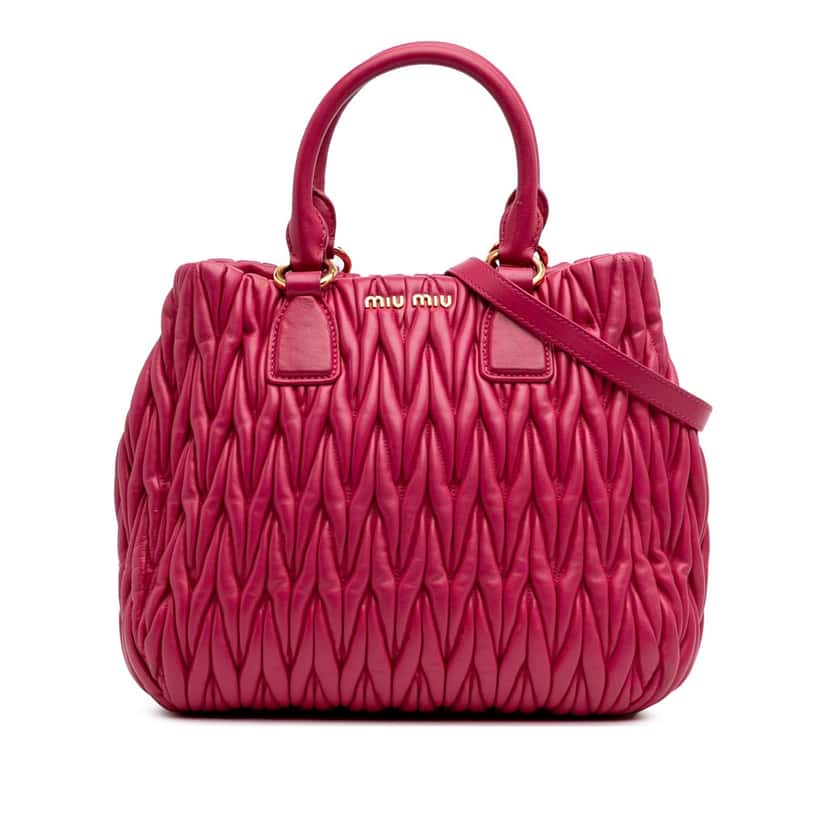 Miu Miu Matelasse Nappa Satchel Pink Leather Good condition - Front View