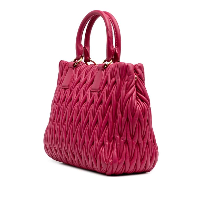 Miu Miu Matelasse Nappa Satchel Pink Leather Good condition - Back View