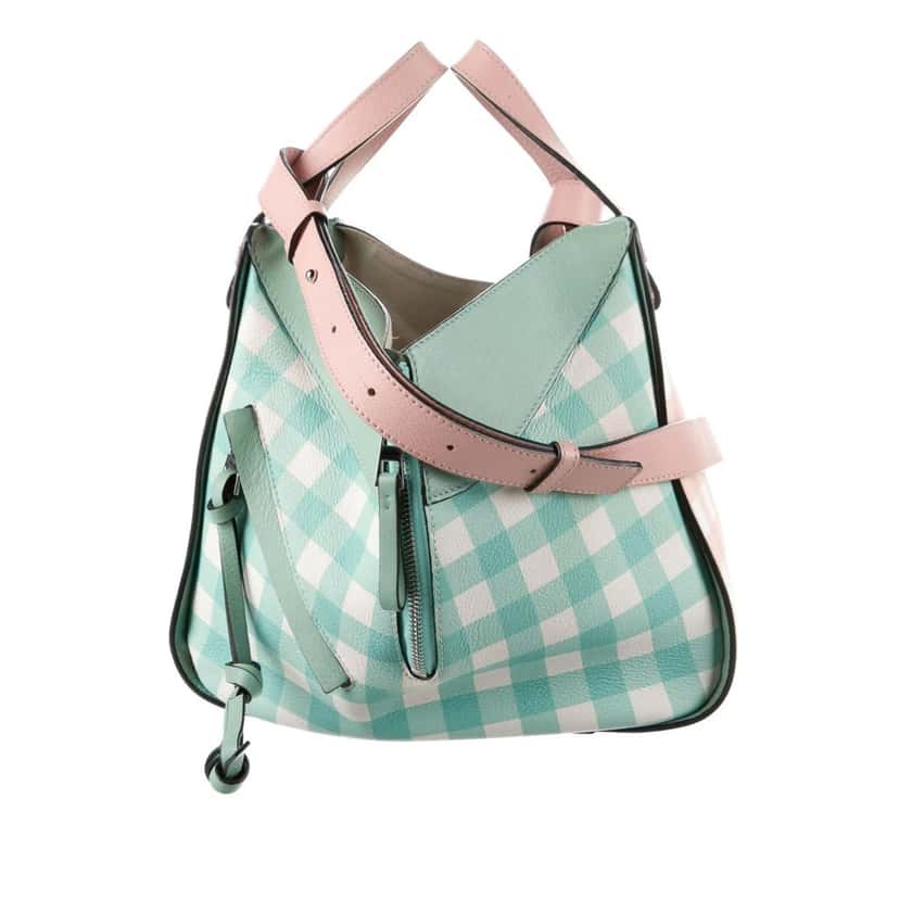 Loewe Small Hammock Gingham Pink Leather Good condition - Front View