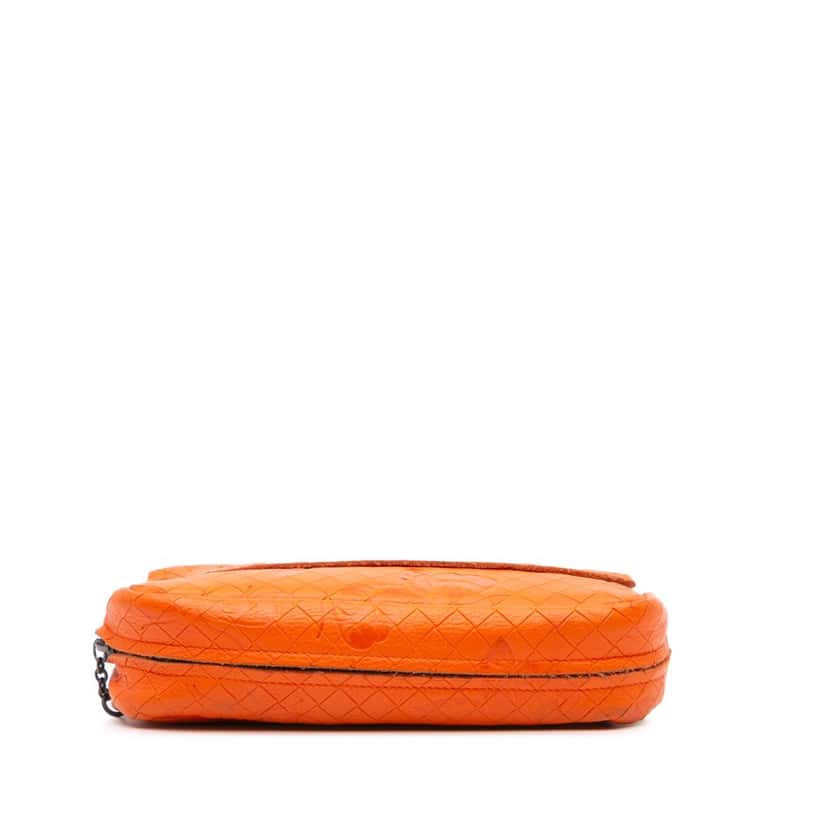 Bottega Veneta Leather Intrecciomirage Butterfly Chain Flap Crossbody Orange Leather Good condition - Inside View