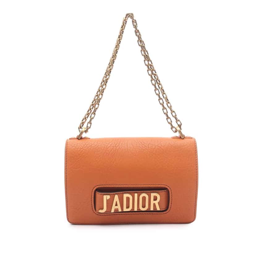 Dior Canyon Grained Lambskin J Adior Chain Flap Orange Leather Good condition - Front View
