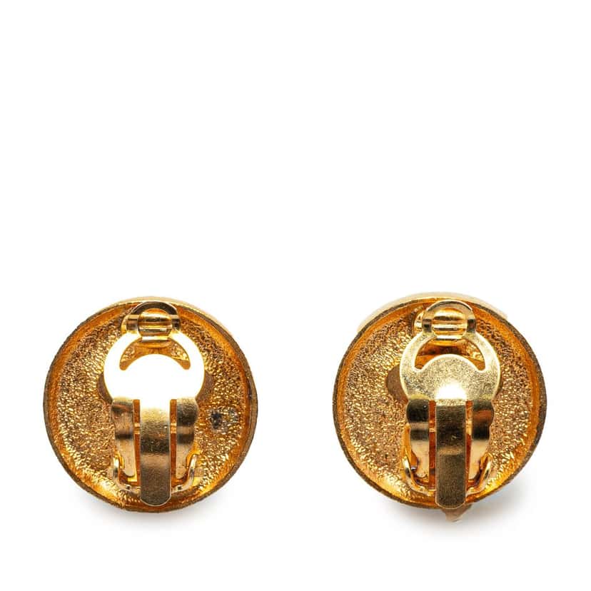 Chanel Gold Plated CC Clip on Earrings Gold Metal Good condition - Back View