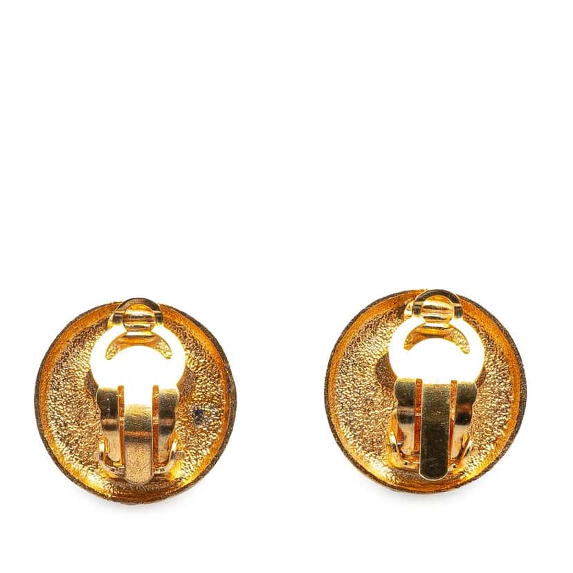 Chanel Gold Plated CC Clip on Earrings Gold Metal Good condition - Inside View