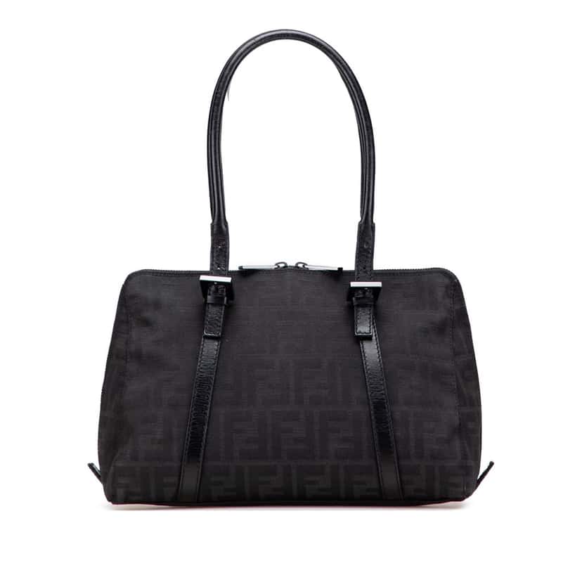Fendi Zucca Canvas Shoulder Bag Black Canvas Good condition - Front View