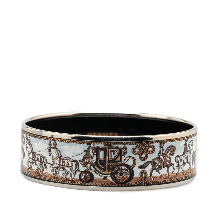 Hermès Wide Carriage Enamel Bangle 65 White Good condition - Front View