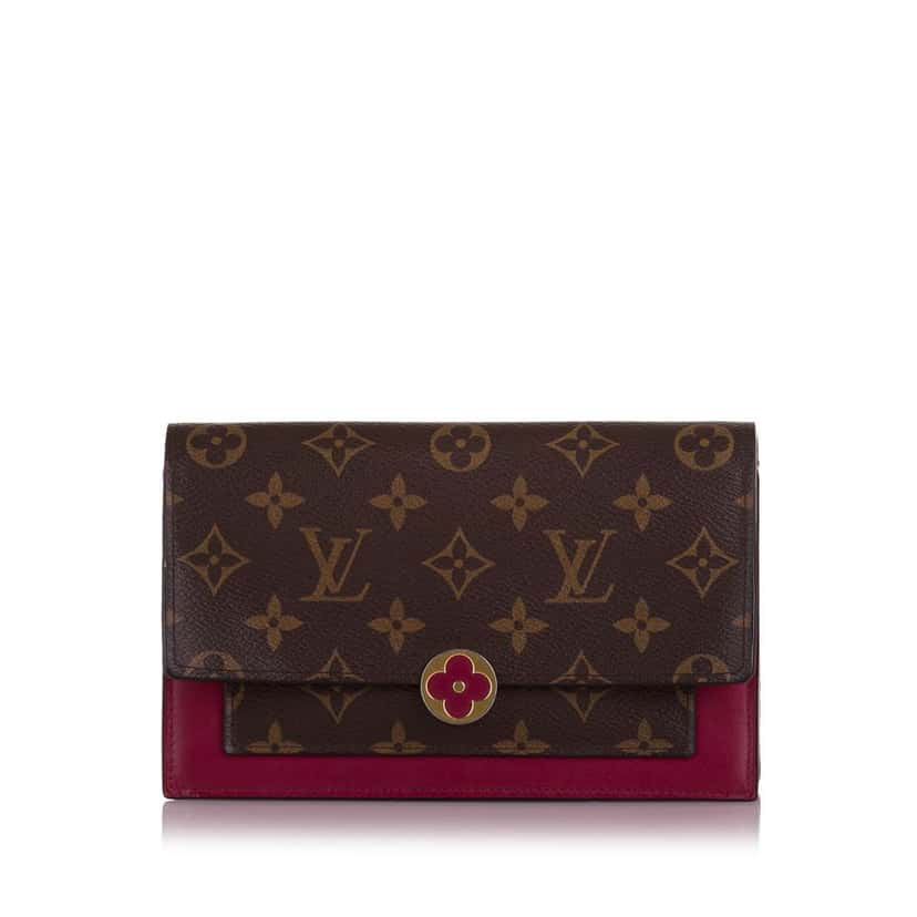Louis Vuitton Monogram Flore Wallet On Chain Brown Canvas Very good condition - Front View