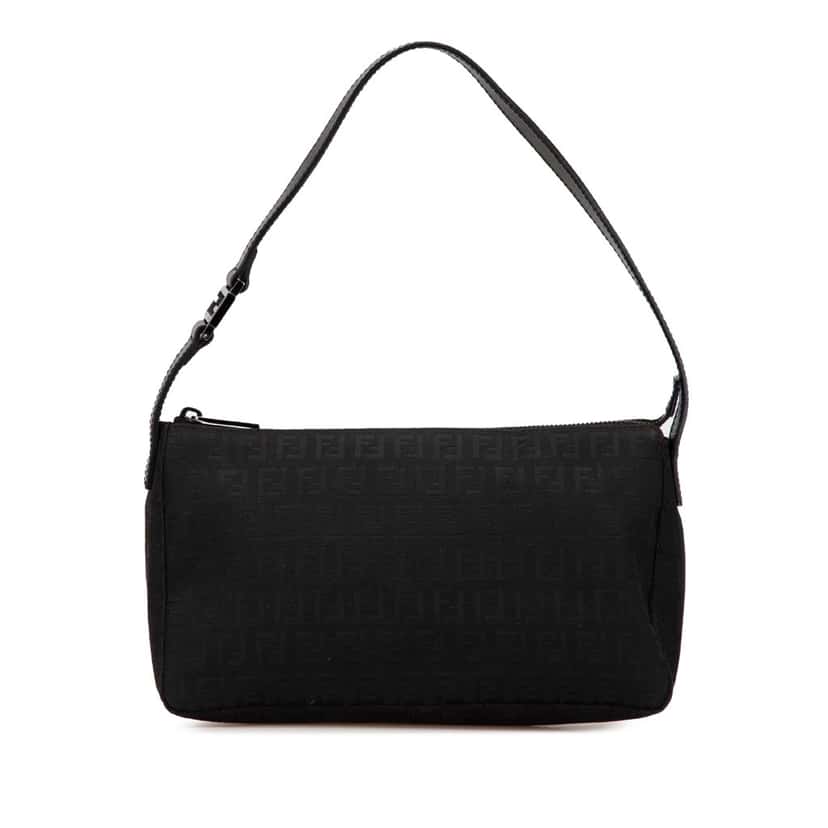 Fendi Zucchino Canvas Pochette Black Good condition - Front View