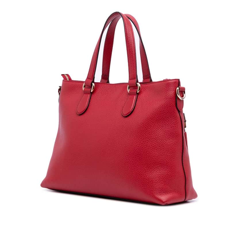 Gucci Leather Bamboo Tassel Satchel Red Leather Good condition - Back View