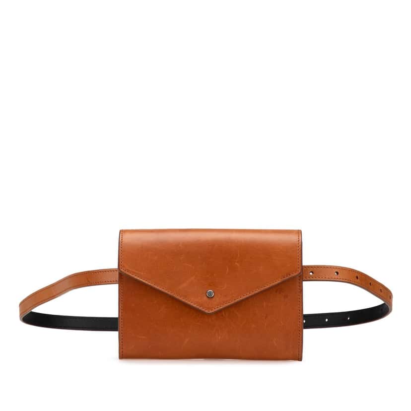 Saint Laurent Leather Envelope Belt Bag Brown Leather Good condition - Front View