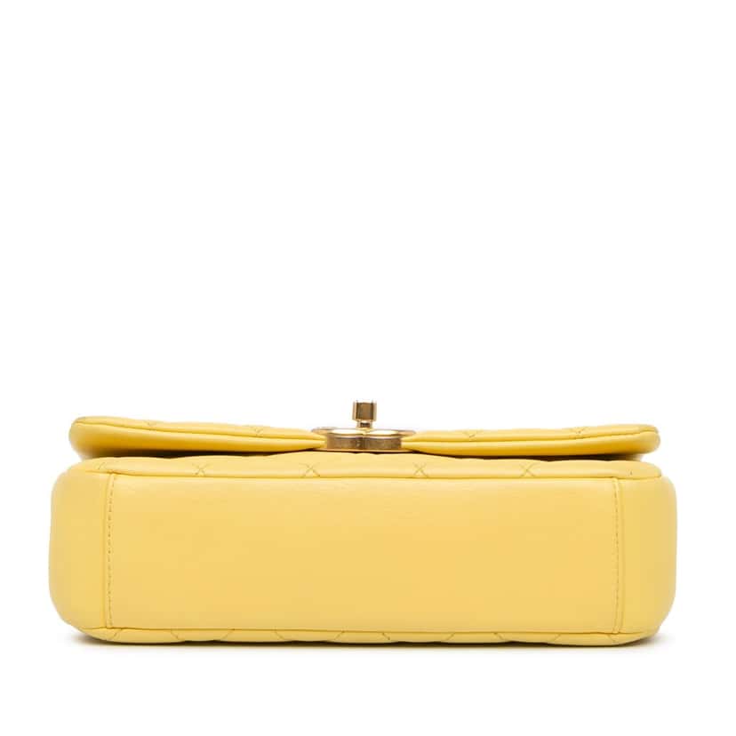 Chanel Quilted Lambskin Chain Is More Flap Yellow Leather Very good condition - Inside View