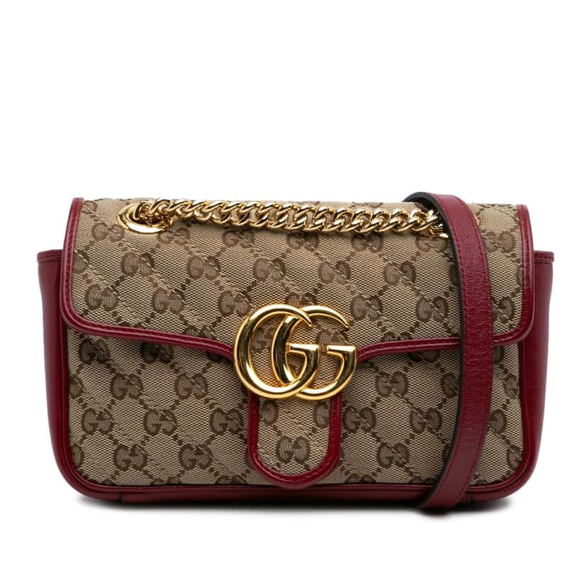 Gucci Mini GG Marmont Matelasse Canvas Flap Crossbody Brown Canvas Good condition - Front View