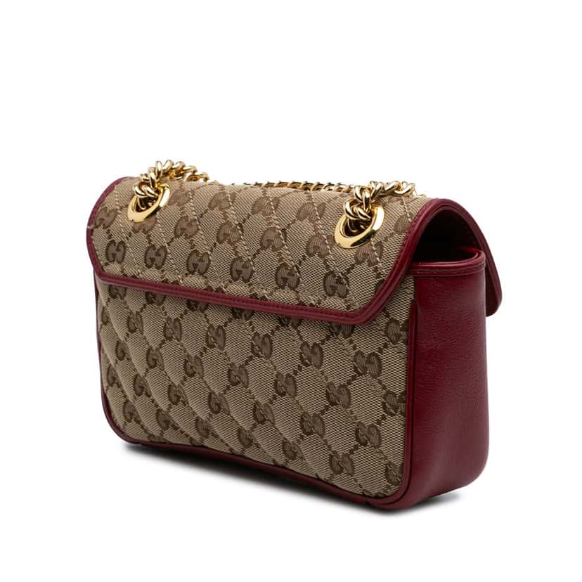 Gucci Mini GG Marmont Matelasse Canvas Flap Crossbody Brown Canvas Good condition - Back View