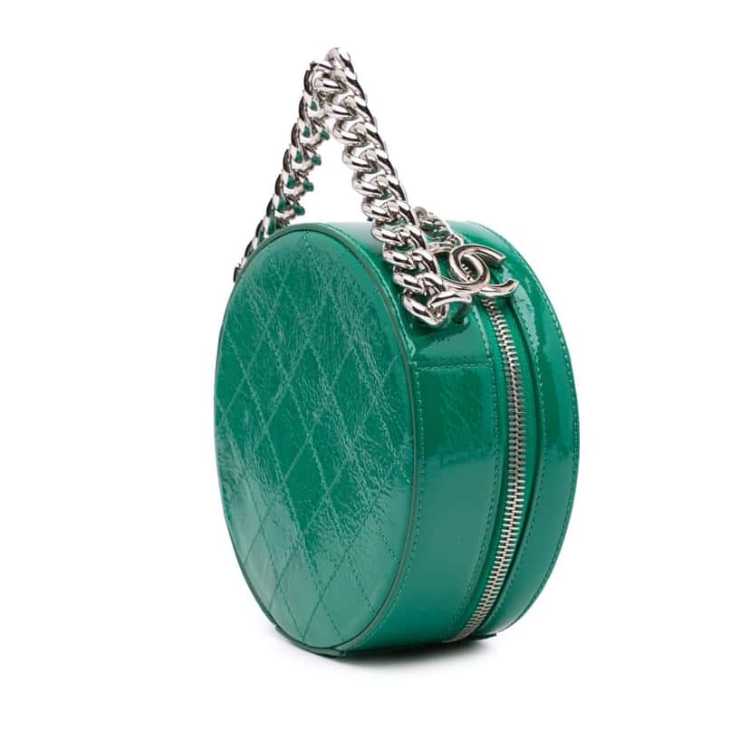 Chanel Patent Round As Earth Satchel Green Leather Good condition - Back View