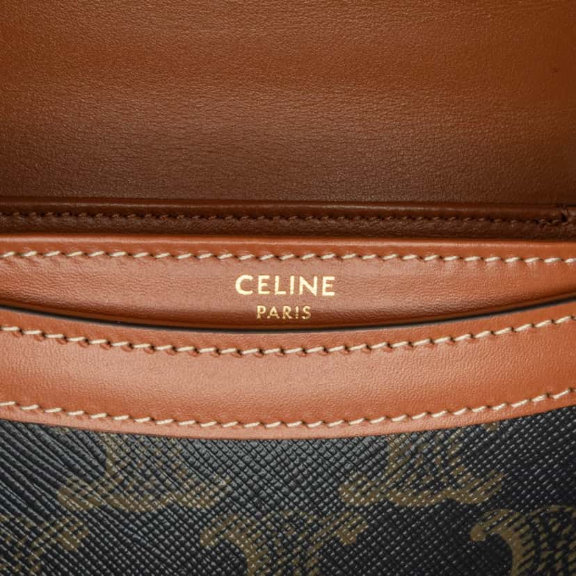 Celine Mini Triomphe Coated Canvas Besace Clea Satchel Brown Canvas Good condition - Box View