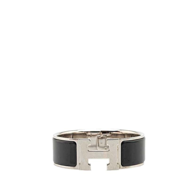 Hermès Wide Enamel Clic Clac H Bracelet PM Black Good condition - Front View