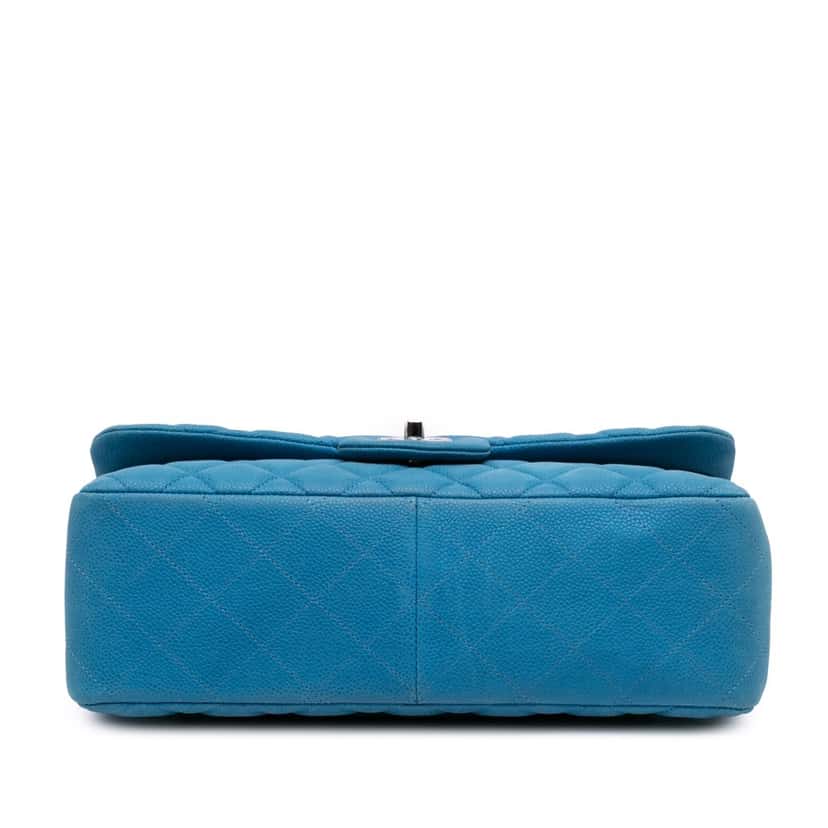 Chanel Jumbo Classic Caviar Double Flap Blue Leather Good condition - Inside View