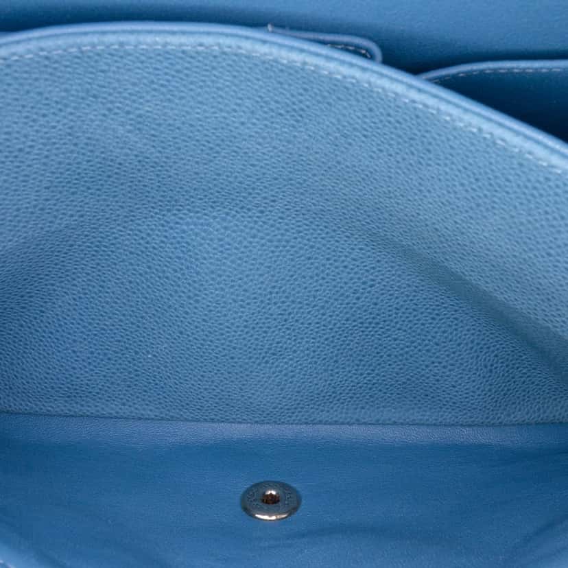 Chanel Jumbo Classic Caviar Double Flap Blue Leather Good condition - Box View
