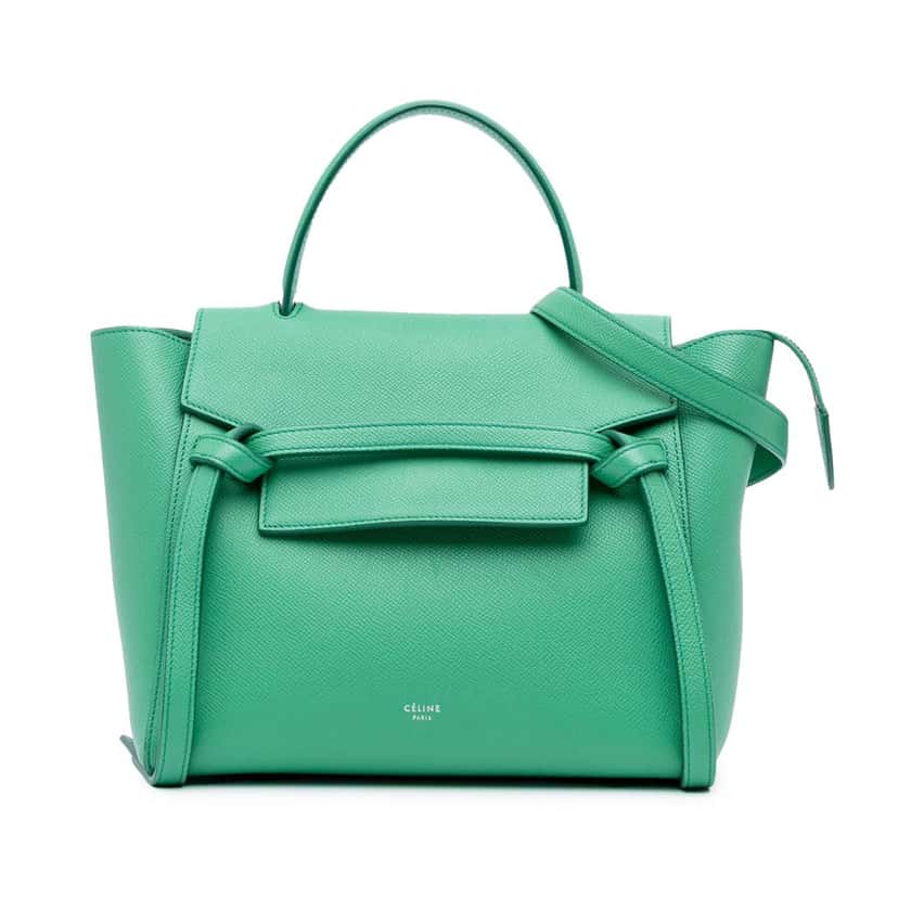 Celine Micro Grained Calfskin Belt Bag Green Leather Good condition - Front View