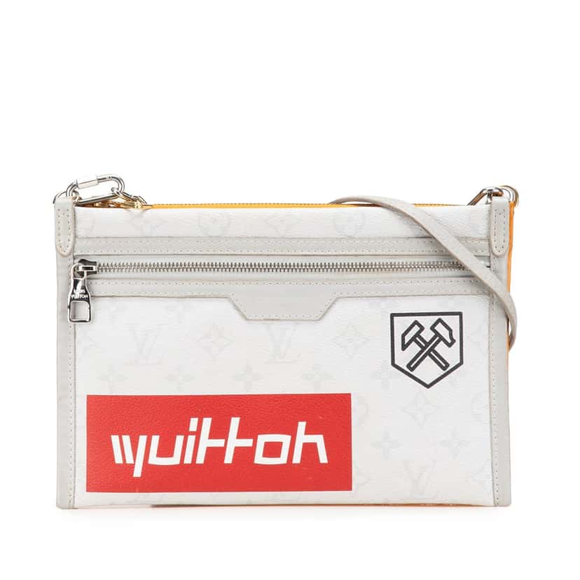 Louis Vuitton Monogram Antartica Double Flat Messenger Grey Canvas Good condition - Front View