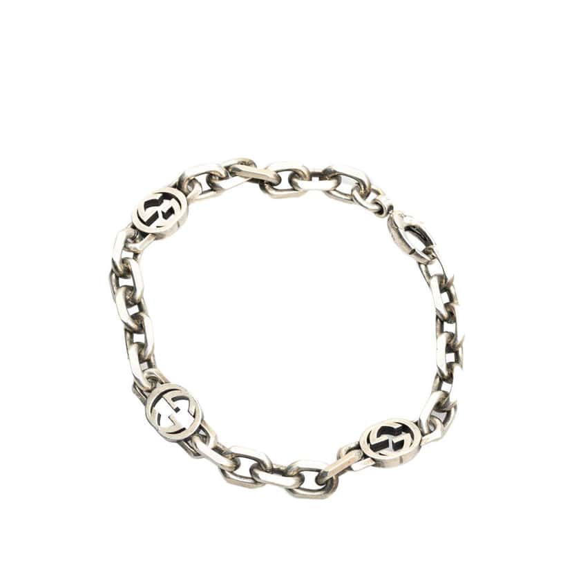 Gucci Sterling Silver Interlocking G Chain Bracelet Silver Silver Good condition - Back View