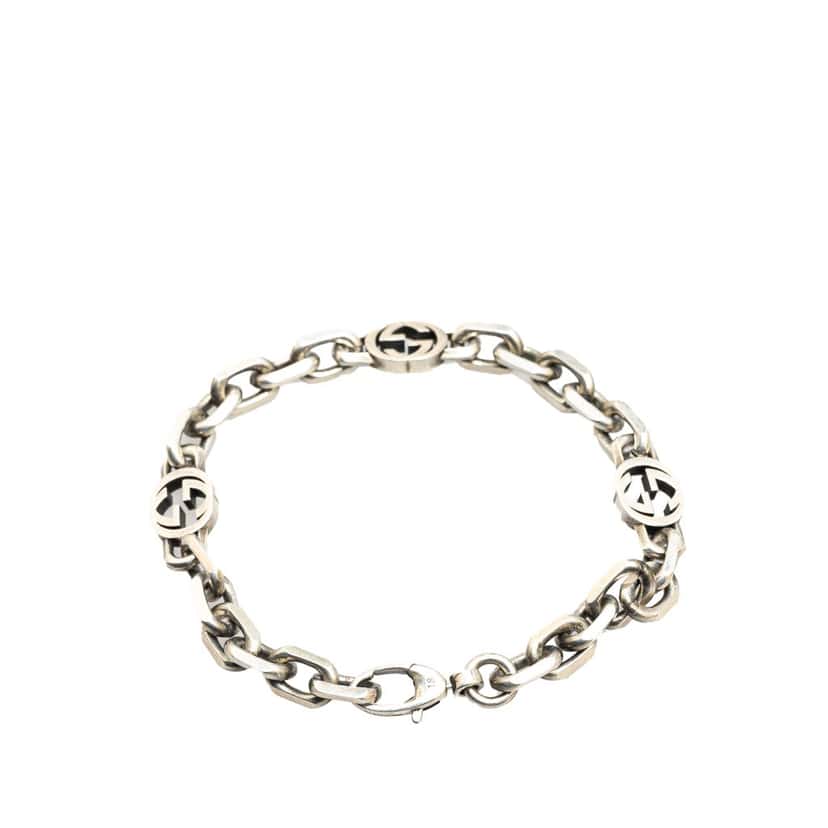 Gucci Sterling Silver Interlocking G Chain Bracelet Silver Silver Good condition - Inside View